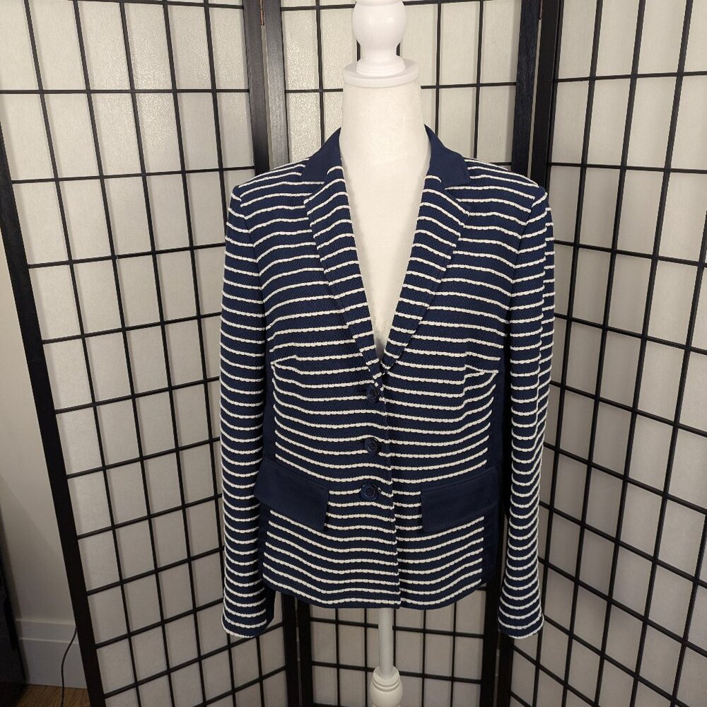 Basler Navy and White  Knit Blazer Sz 12